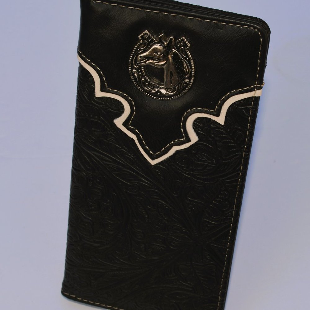 Western Cowboy Wallet Genuine Leather Bi-fold Long wallet for Men